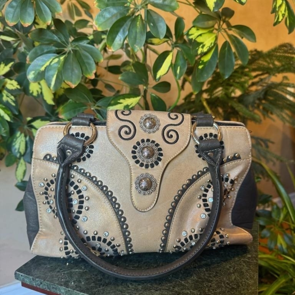 Elegant Tan and Black Women's Handbag